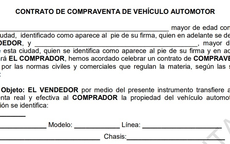 contrato de compraventa de vehículo automotor